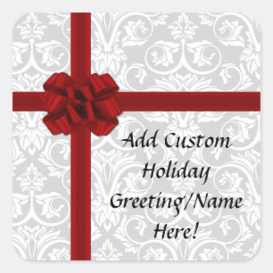 Red Ribbon Bow Quadratischer Aufkleber