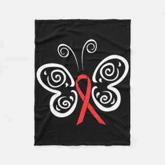 Red Ribbon Butterfly Blood Cancer Hiv Aids Awarene Fleecedecke