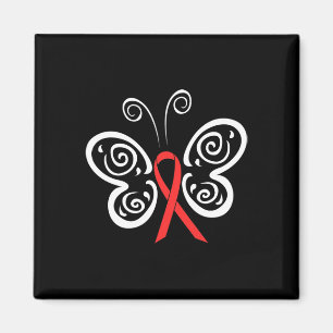 Red Ribbon Butterfly Blutkrebs HIV AIDS Awarene Magnet