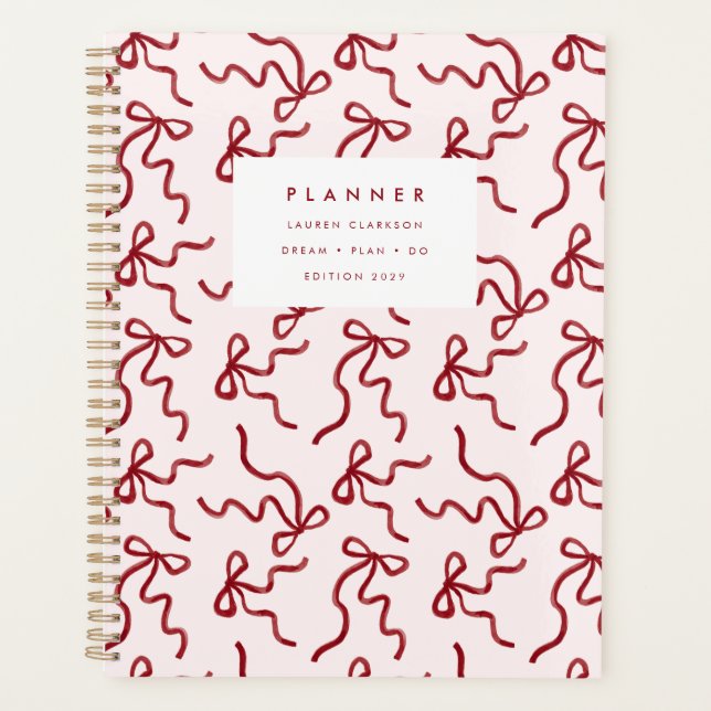 Red Ribbon Coquette Pink Planner Planer (Vorderseite)