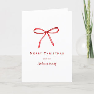 Red Ribbon Custom Christmas Feiertagskarte