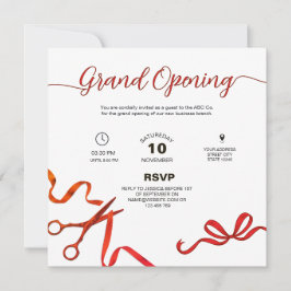 Red ribbon cuttiing Grand opening Invitation Einladung