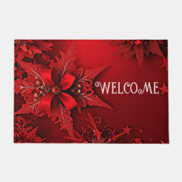 Red Ribbon Floral Holiday Weihnachten Doormat Fußmatte