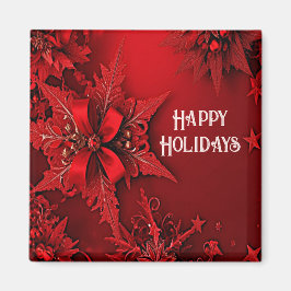 Red Ribbon Floral Holiday Weihnachtsmagazin Magnet
