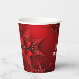 Red Ribbon Floral Holiday Weihnachtszeitung Cups Pappbecher