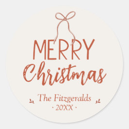 Red Ribbon frohe Weihnachten Custom Runder Aufkleber