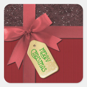 Red Ribbon Frohe Weihnachtsgeschenke Stickers