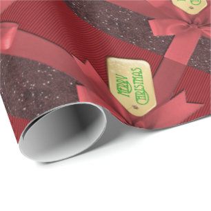 Red Ribbon Frohe Weihnachtswrapping Papier Geschenkpapier