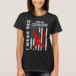 Red Ribbon Grandpa Herzkrankheiten Bewusstsein Ame T-Shirt