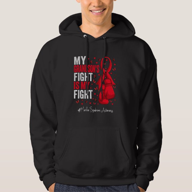 Red Ribbon Grandson Marfan Syndrome Awareness Hoodie (Vorderseite)