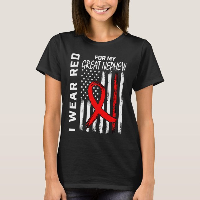 Red Ribbon Great Nephew Herzerkrankung Bewusstsein T-Shirt (Vorderseite)