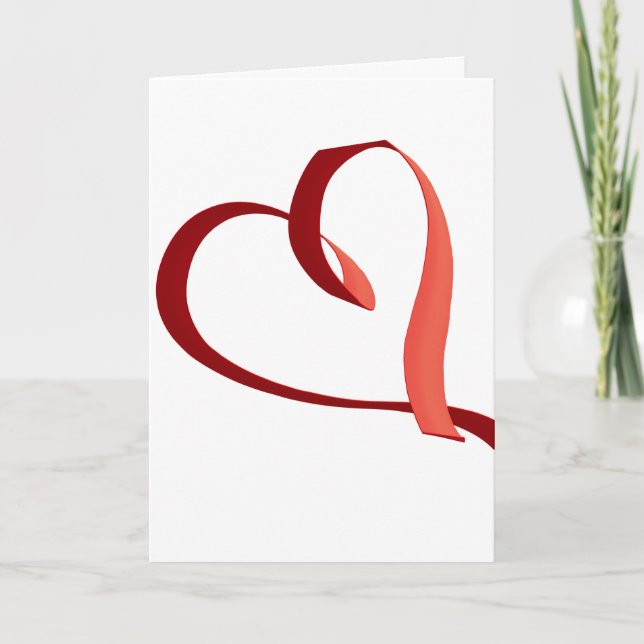 Red Ribbon Header on Valentine's Card Karte (Vorderseite)