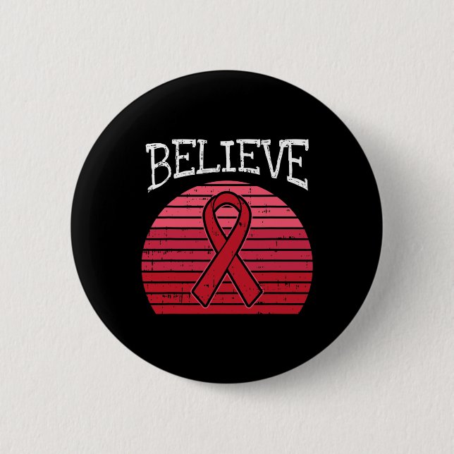 Red Ribbon HIV Aids Gehirnaneurysm Stroke Awarenes Button (Vorderseite)
