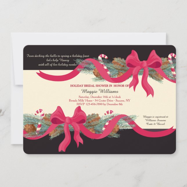 Red Ribbon Holiday Einladungen (Vorderseite)
