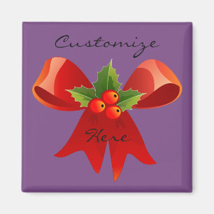 Red Ribbon Holly Thunder_Cove Magnet