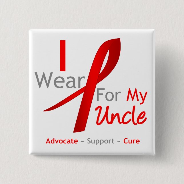Red Ribbon ich trage Rot für meinen Onkel Button (Vorderseite)