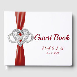 Red Ribbon Infinity Heart Wedding Gästebuch