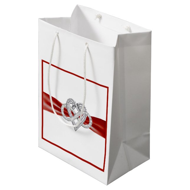Red Ribbon Infinity Heft Geschenktasche Mittlere Geschenktüte (Vorderseite Schrägansicht)