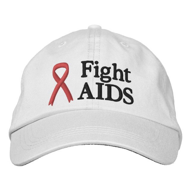 Red Ribbon Kampf Aids Hat Bestickte Baseballkappe (Vorderseite)