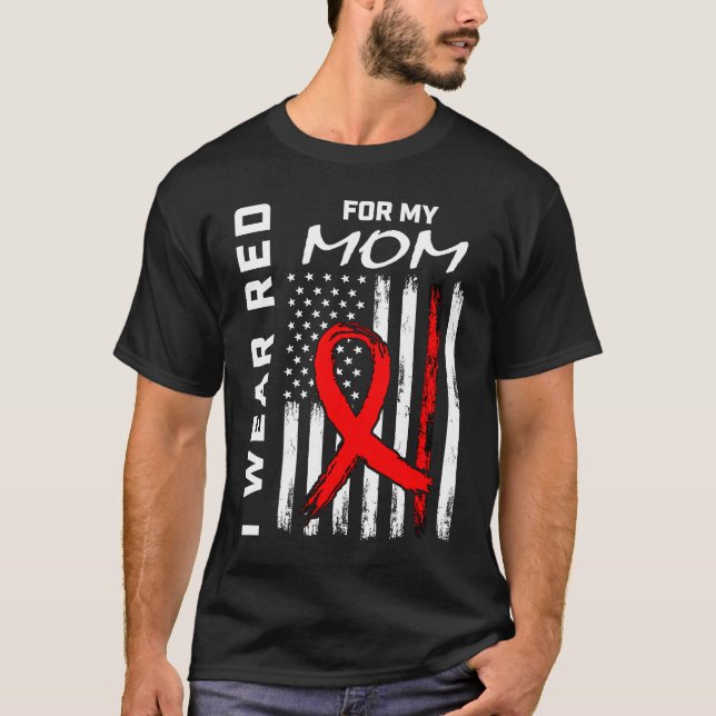 Red Ribbon Mama Herzerkrankungen Bewusstsein Ameri T-Shirt (Vorderseite)