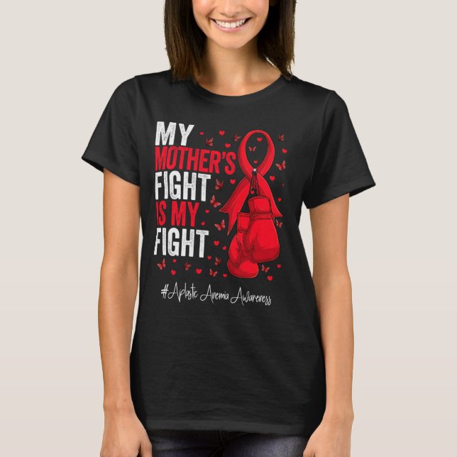 Red Ribbon Mutter Aplastic Anämie Bewusstsein T-Shirt (Vorderseite)