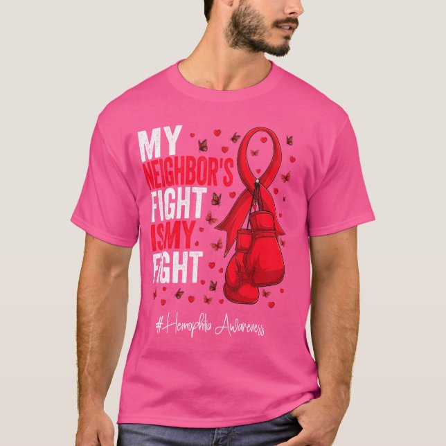 Red Ribbon Neighbor Hämophilie Bewusstsein T-Shirt (Vorderseite)
