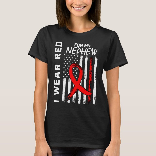 Red Ribbon Nephew Herzerkrankungen Sensibilisierun T-Shirt (Vorderseite)