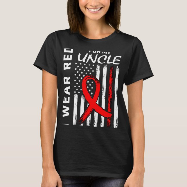 Red Ribbon Onkel Heart Disease Awareness American T-Shirt (Vorderseite)