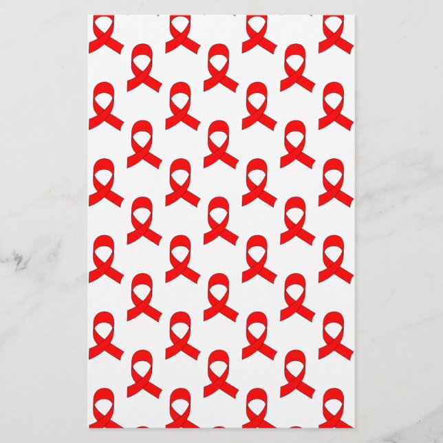 Red Ribbon Pattern Briefpapier (Vorderseite)