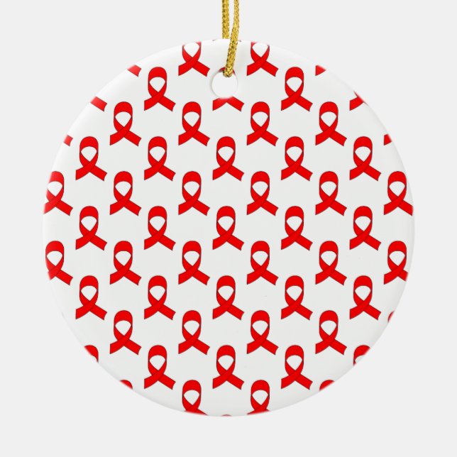 Red Ribbon Pattern Keramikornament (Vorne)