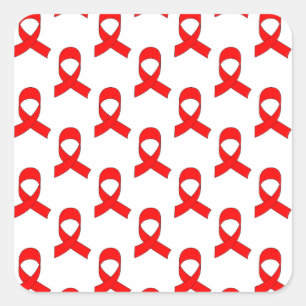 Red Ribbon Pattern Quadratischer Aufkleber
