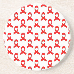 Red Ribbon Pattern Sandstein Untersetzer