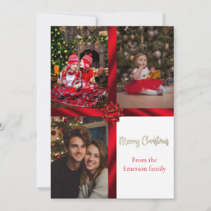 Red Ribbon Personalisierte Weihnachtsfotografie Co Feiertagskarte