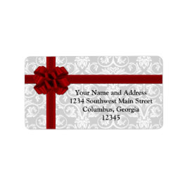 Red Ribbon Presence Bow Adressaufkleber