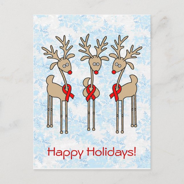 Red Ribbon Rentier - AIDS & HIV Feiertagspostkarte (Vorderseite)
