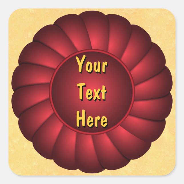 Red Ribbon Rosette zum Personalisieren Quadratischer Aufkleber (Vorderseite)