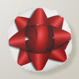 Red Ribbon Round Pillow Rundes Kissen
