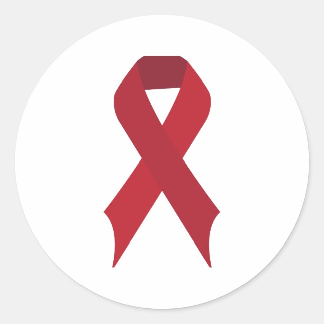 Red Ribbon Runder Aufkleber (Vorderseite)