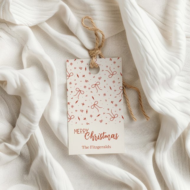 Red Ribbon Rustic Weihnachtsgeschenke Tags Geschenkanhänger (Von Creator hochgeladen)