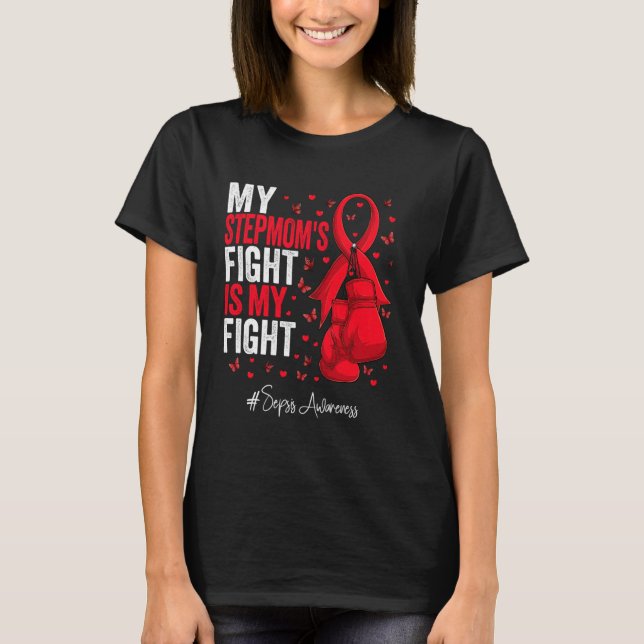Red Ribbon Stepmutter Sepsis Bewusstsein T-Shirt (Vorderseite)