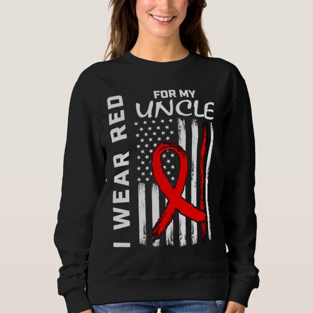 Red Ribbon Uncle Heart Disease Awareness American  Sweatshirt (Vorderseite)