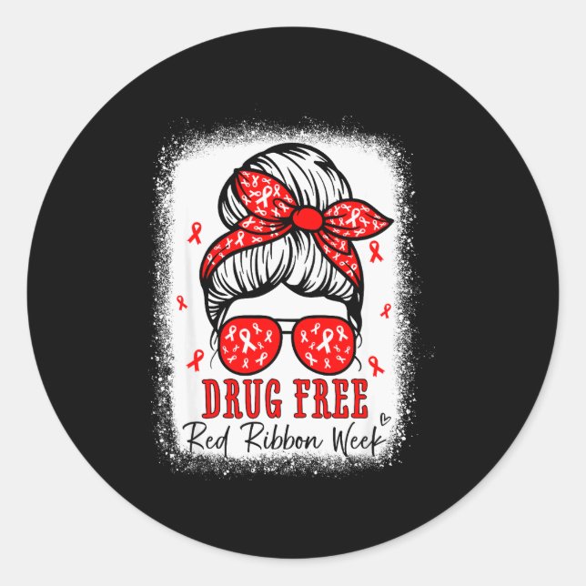 Red Ribbon Week Awareness Coquette Drug Anti-drug  Runder Aufkleber (Vorderseite)