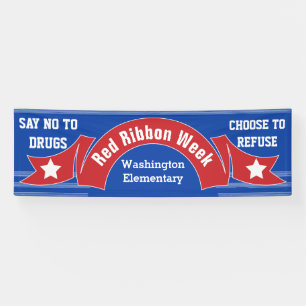 Red Ribbon Week - Drug Free Banner Modern Blue