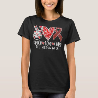 Red Ribbon Wewareness Week Red Peace Liebe Cure T-Shirt