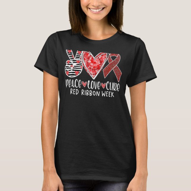 Red Ribbon Wewareness Week Red Peace Liebe Cure T-Shirt (Vorderseite)