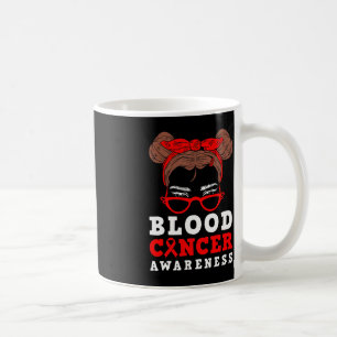 Red Ribbon Woman Messy Hair Blood Cancer Awareness Kaffeetasse