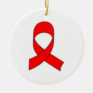 Red Ribbon Zeichnend Keramikornament