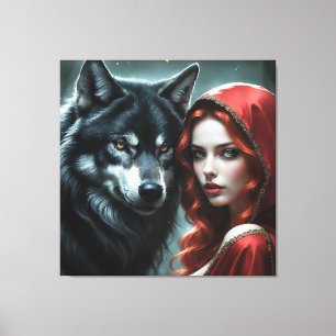 Red riding hood an his wolf leinwanddruck