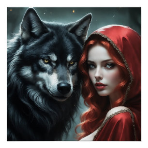 Red riding hood an his wolf poster