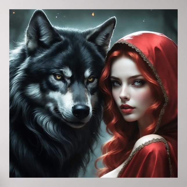 Red riding hood an his wolf poster (Vorne)